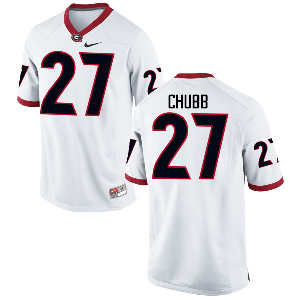 Men Georgia Bulldogs #27 Nick Chubb College Football Jerseys-White